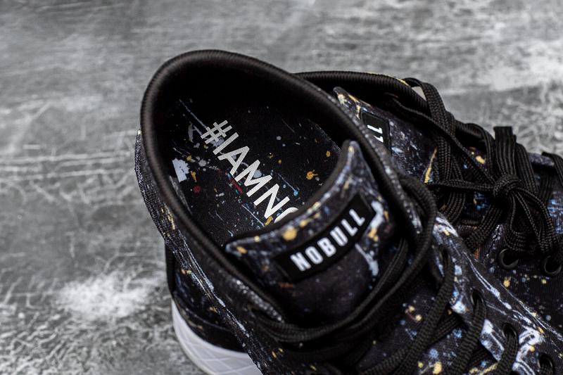 Men's Nobull Splatter Canvas Mid Trainers Black | SG F2246D